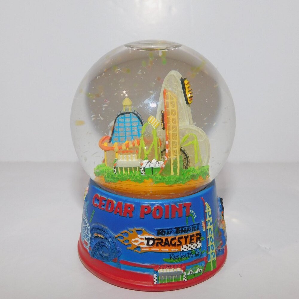 VTG Cedar Point Amusement Park Mini 3.5" Roller coaster Snow Globe Souvenir 2004